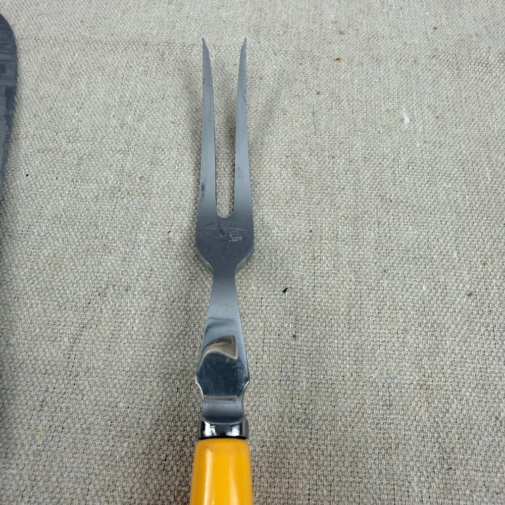 Vintage Regent Cutlery Deereedge Carving Set Sheffield England Yellow Bakelite